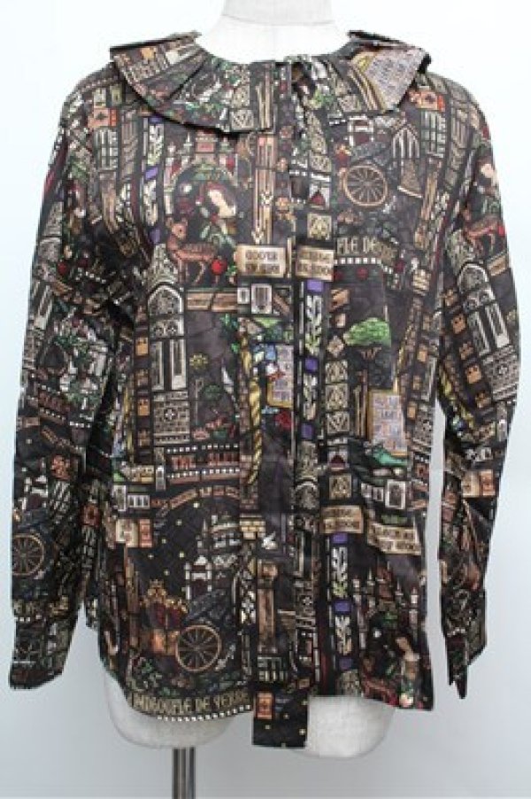 画像5: Jane Marple / Grimm stained glassシャツ  黒 S-25-12-24-053-JM-TO-HR-ZS (5)