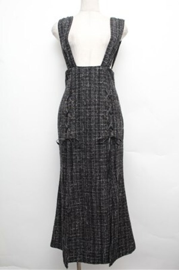 画像1: axes femme POETIQUE / サス付ツイードマーメイドスカート  黒 S-25-12-24-055-AX-SK-HR-ZS (1)