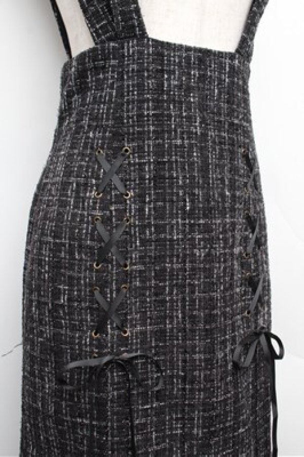 画像3: axes femme POETIQUE / サス付ツイードマーメイドスカート  黒 S-25-12-24-055-AX-SK-HR-ZS (3)