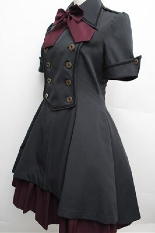 画像5: ATELIER BOZ //メイファススカート付ジャケットワンピース  黒×ワイン S-25-12-24-056-EL-OP-TK-ZS (5)