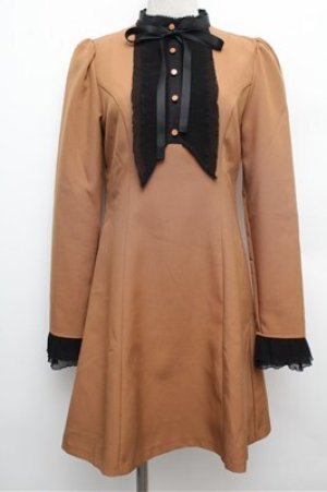 画像: EATME / プリーツフリルバイカラータイトワンピース S ブラウン S-25-12-24-057-LO-OP-TK-ZS