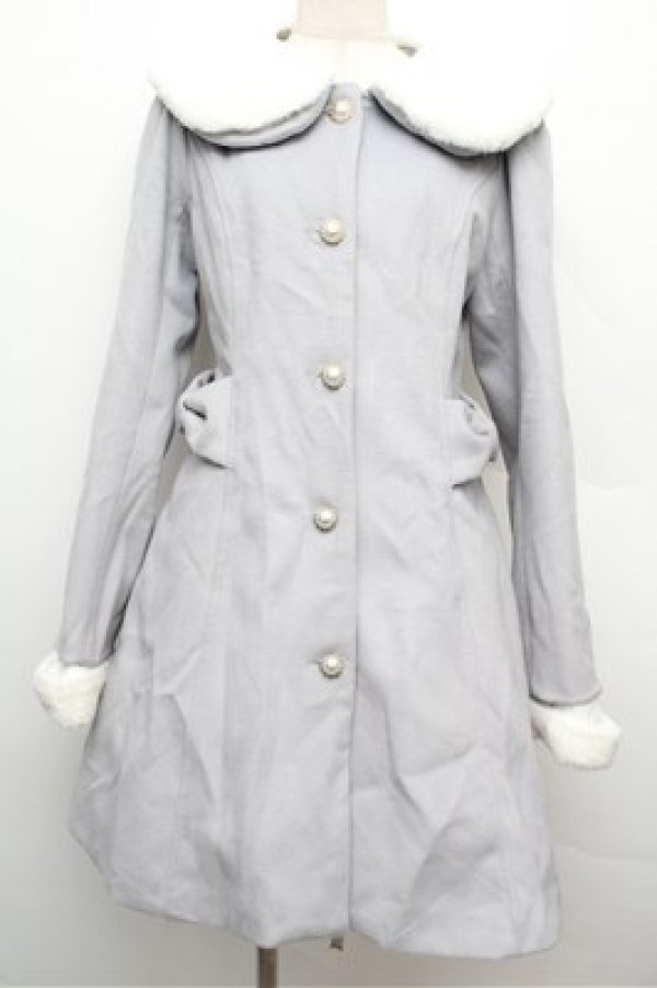 画像1: Amavel / ビジューボタンリボンポケットコート  グレー S-25-12-24-060-CA-CO-HR-ZS (1)