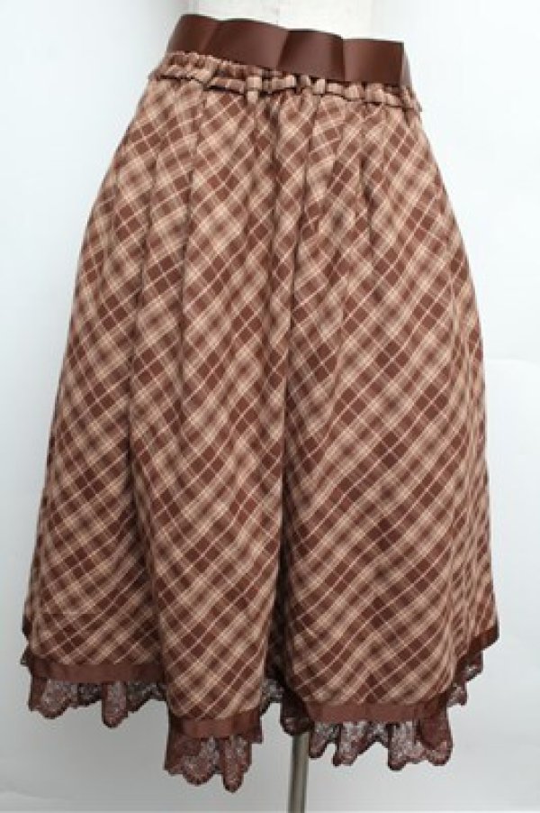 画像2: axes femme / タータンチェックスカート  茶 S-25-12-24-063-AX-SK-HR-ZS (2)