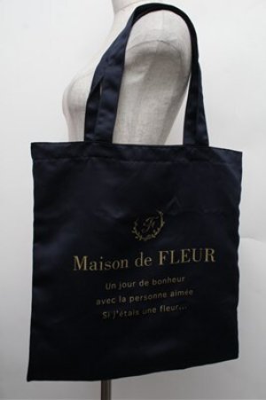 画像: Maison de FLEUR / ロゴプリントトートバッグ  ネイビー S-25-12-24-009-LO-BG-HR-ZS
