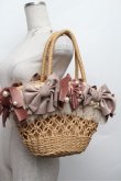 画像2: Hoshibako Works / ベロアリボンバスケット  ベージュｘピンク S-25-12-24-013-LO-OP-HR-ZS (2)