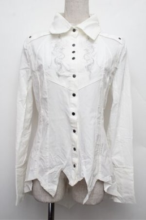 画像: Ozz Croce / 刺繍イレヘムストラッチブラウス  白 S-25-12-24-025-OO-BL-HR-ZS