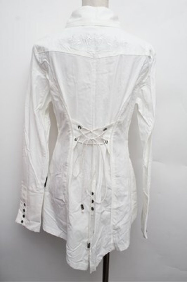 画像2: Ozz Croce / 刺繍イレヘムストラッチブラウス  白 S-25-12-24-025-OO-BL-HR-ZS (2)