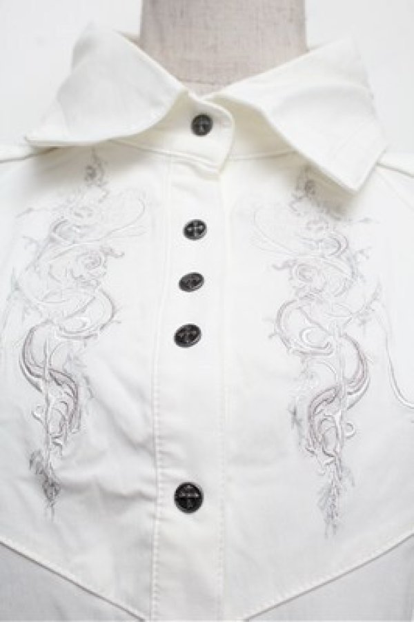 画像4: Ozz Croce / 刺繍イレヘムストラッチブラウス  白 S-25-12-24-025-OO-BL-HR-ZS (4)