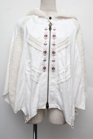 画像: Ozz oneste / バラ刺繍フード付ポンチョ  オフ S-25-12-24-027-OO-TO-HR-ZS