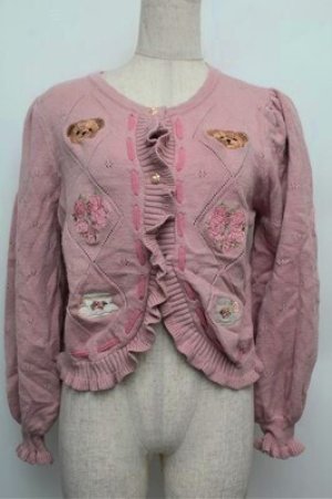 画像: axes femme kawaii / Rosy Bearニットカーデ  ピンク S-25-12-24-029-AX-TO-HR-ZS