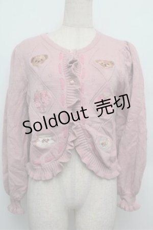 画像: axes femme Kawaii / Rosy Bearニットカーデ  ピンク S-25-12-24-029-AX-TO-HR-ZS