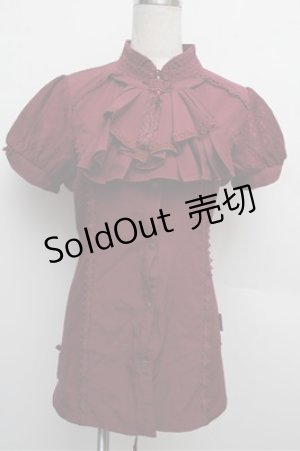 画像: Ozz oneste / チャイナデザイン半袖ブラウス  エンジ S-25-12-24-030-OO-BL-HR-ZS