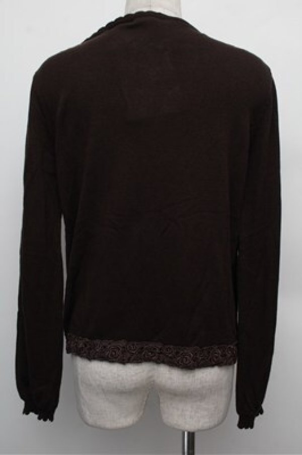 画像2: axes femme / 裾レースカーディガン  ブラウン S-25-12-24-031-AX-TO-HR-ZS (2)