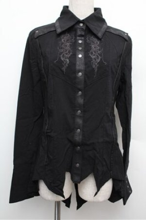 画像: Ozz Croce / 刺繍イレヘムストラッチブラウス  黒 S-25-12-24-034-OO-BL-HR-ZS