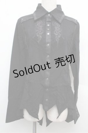 画像: Ozz Croce / 刺繍イレヘムストラッチブラウス  黒 S-25-12-24-034-OO-BL-HR-ZS