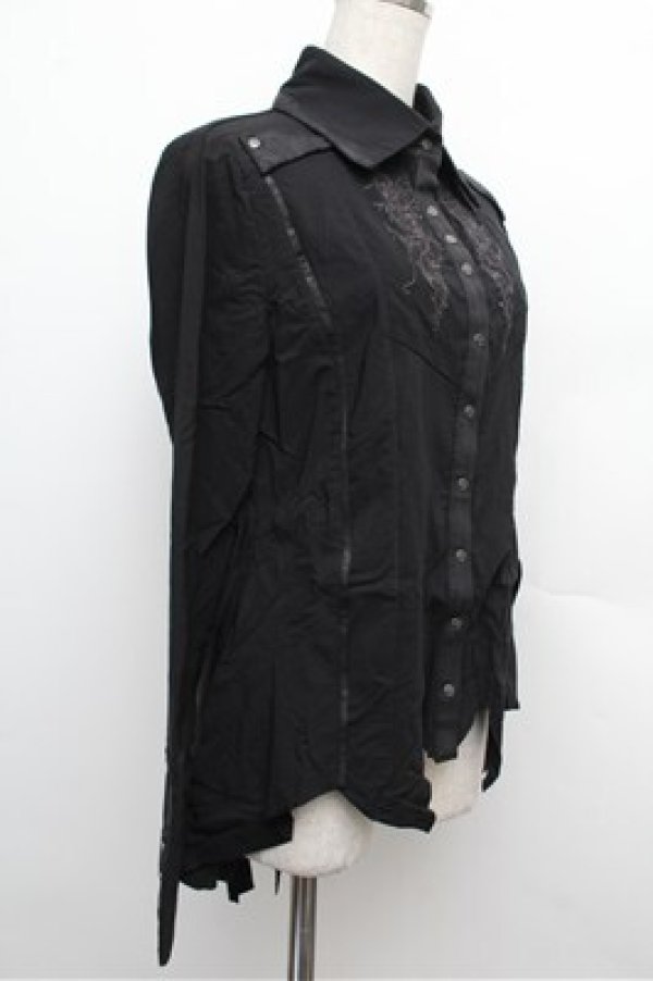 画像3: Ozz Croce / 刺繍イレヘムストラッチブラウス  黒 S-25-12-24-034-OO-BL-HR-ZS (3)