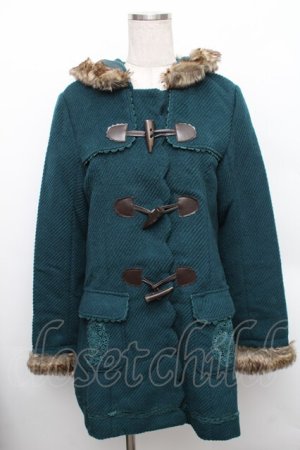 画像: axes femme / ファーフードダッフルコート  グリーン S-25-12-25-033-AX-CO-TK-ZS