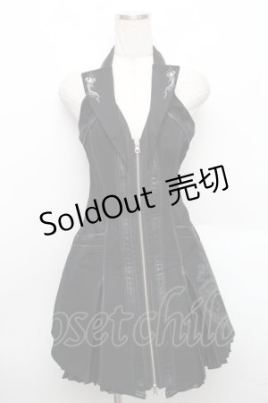 画像: Ozz Croce / ドラゴンホルターZIPワンピース  黒 S-25-12-25-039-OO-OP-HR-ZS