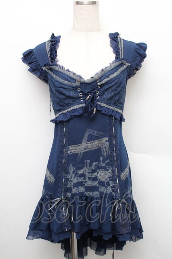 画像1: Ozz Croce / チェスプリントチュニック  紺 S-25-12-25-040-OO-TO-HR-ZS (1)