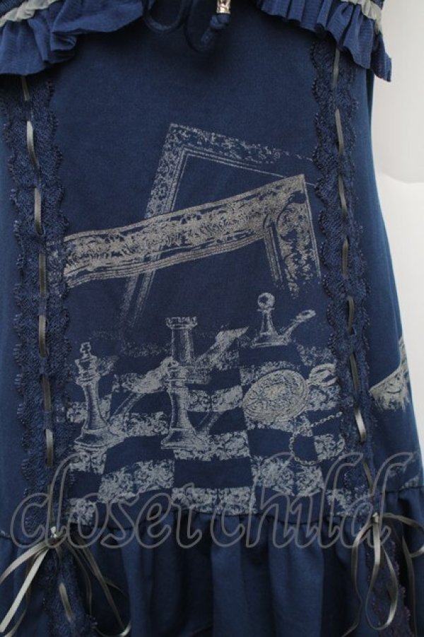 画像4: Ozz Croce / チェスプリントチュニック  紺 S-25-12-25-040-OO-TO-HR-ZS (4)