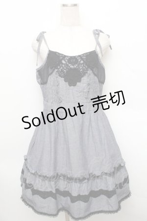 画像: axes femme / レースフリルデニムキャミワンピース  ブルー S-25-12-25-043-AX-OP-TK-ZS