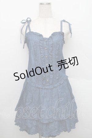 画像: axes femme / ２段フリルデニムワンピース  ブルー S-25-12-25-045-AX-OP-TK-ZS