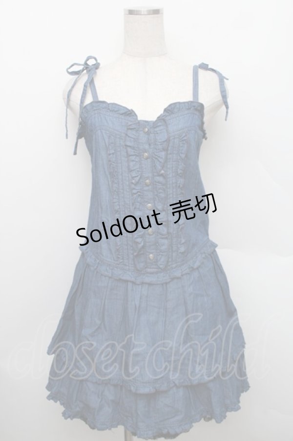 画像1: axes femme / ２段フリルデニムワンピース  ブルー S-25-12-25-045-AX-OP-TK-ZS (1)