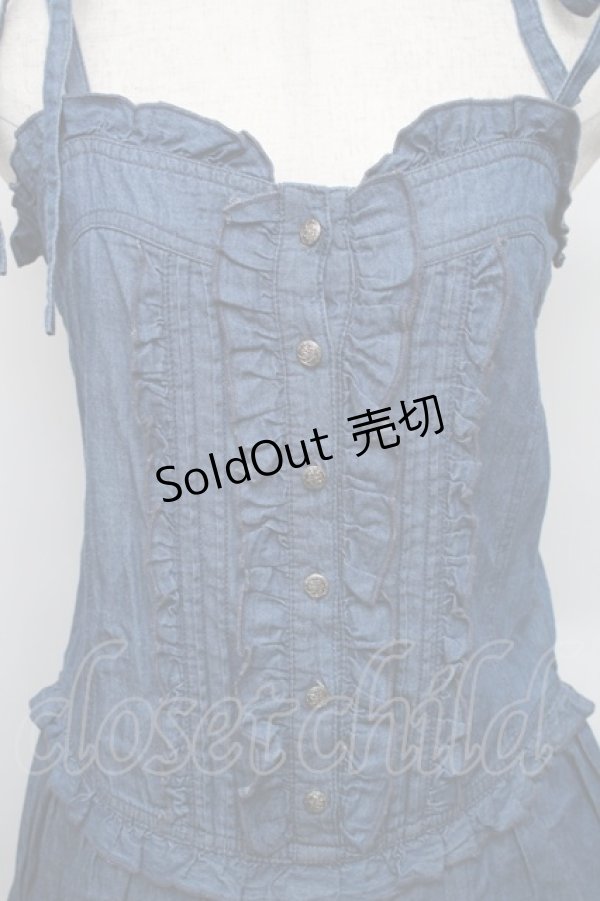 画像3: axes femme / ２段フリルデニムワンピース  ブルー S-25-12-25-045-AX-OP-TK-ZS (3)