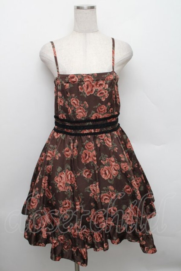 画像1: LIZ LISA / ストライプローズキャミワンピース F ブラウン S-25-12-25-052-LO-OP-TK-ZS (1)