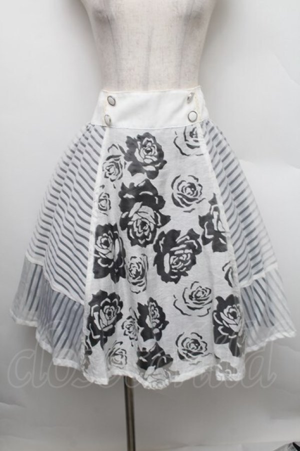 画像1: axes femme / カラー重ね透かしスカート  白ｘ黒 S-25-12-25-057-AX-SK-HR-ZS (1)