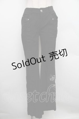 画像: Ozz Croce / ドラゴン刺繍フレアパンツ  黒 S-25-12-25-062-OO-PA-HR-ZS