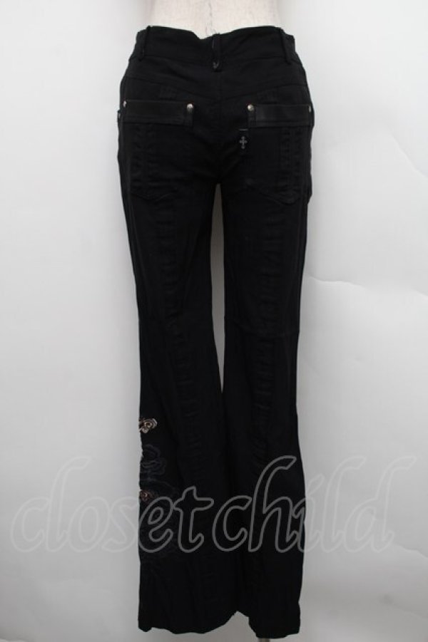 画像2: Ozz Croce / ドラゴン刺繍フレアパンツ  黒 S-25-12-25-062-OO-PA-HR-ZS (2)