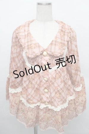 画像: LIZ LISA / チェックローズ柄シフォンポンチョ 0 ピンク S-25-12-25-024-LO-JA-TK-ZS