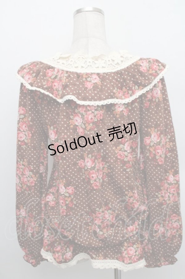 画像2: LIZ LISA / /リボンブローチ付きドットローズトップス 0 ブラウン S-25-12-25-025-LO-TO-TK-ZS (2)