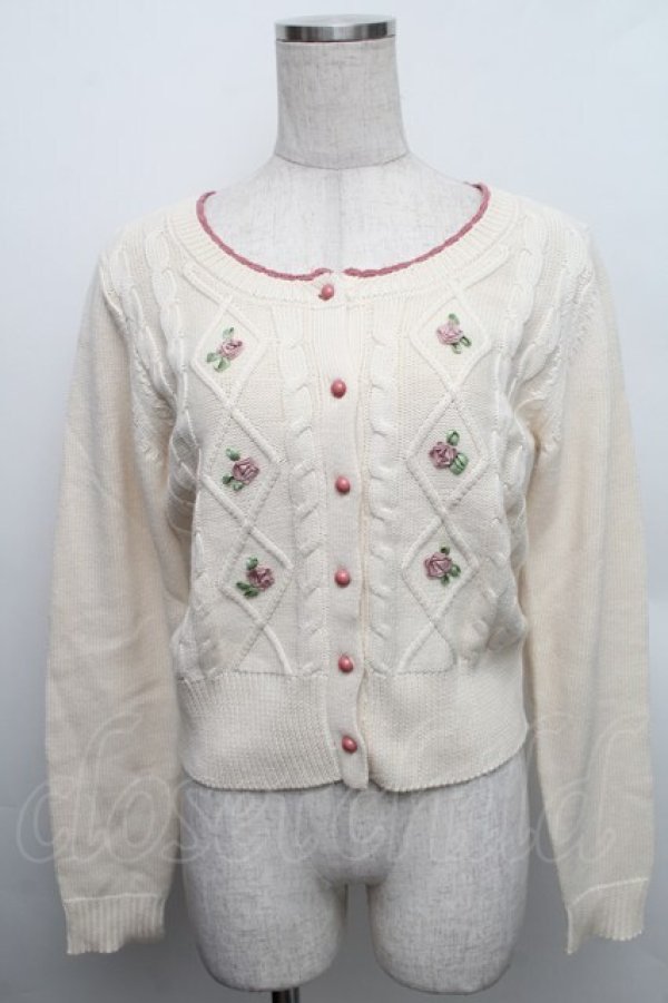 画像1: F i.n.t / ローズモチーフニットカーディガン  オフ S-25-12-25-026-CA-TO-TK-ZS (1)