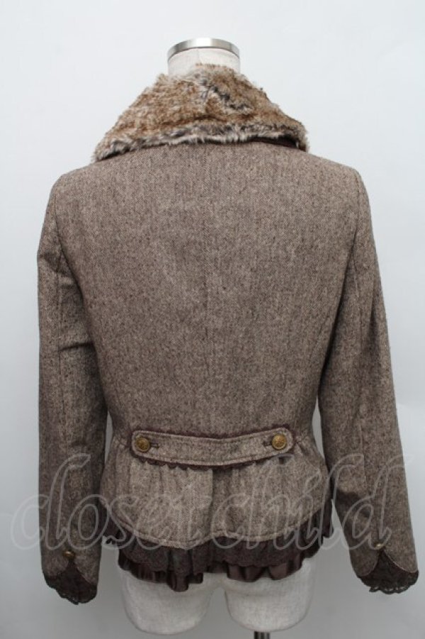 画像2: axes femme / ファー襟付ナポレオンジャケット  ブラウン S-25-12-25-028-AX-JA-TK-ZS (2)