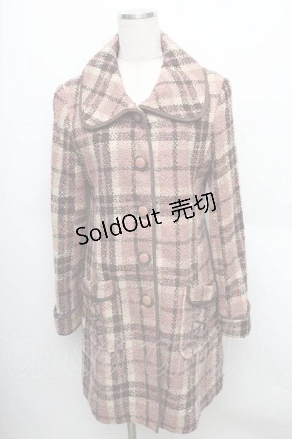 画像1: axes femme / ブロックチェックAラインコート  ピンク系 S-25-12-25-029-AX-CO-TK-ZS (1)