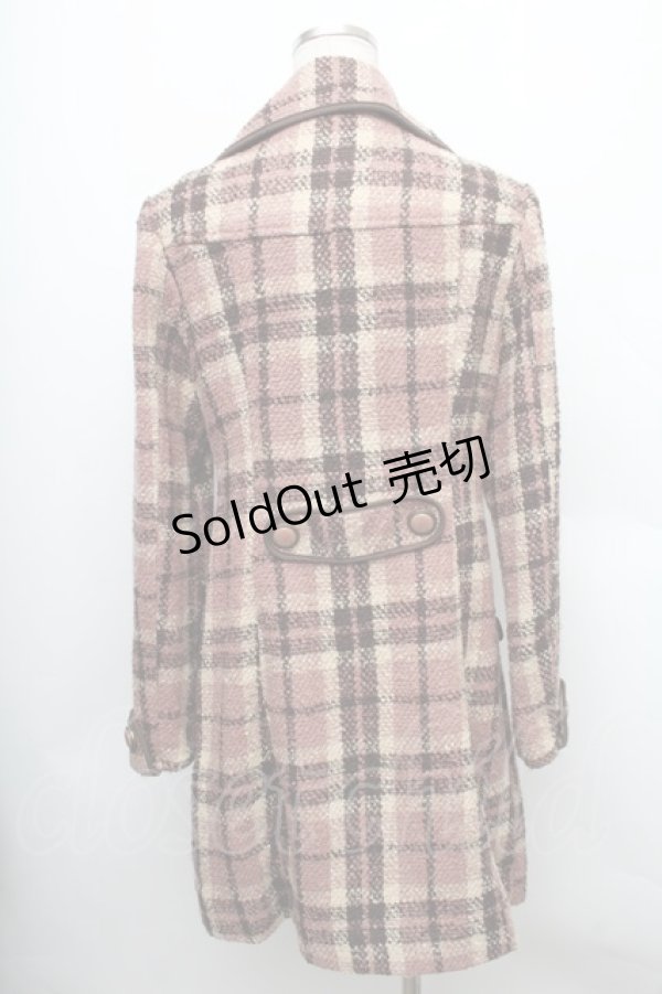 画像2: axes femme / ブロックチェックAラインコート  ピンク系 S-25-12-25-029-AX-CO-TK-ZS (2)