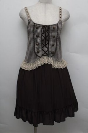 画像: axes femme / 千鳥柄ビスチェ切替チュニ  ブラウン S-25-12-28-031-AX-OP-HR-ZS