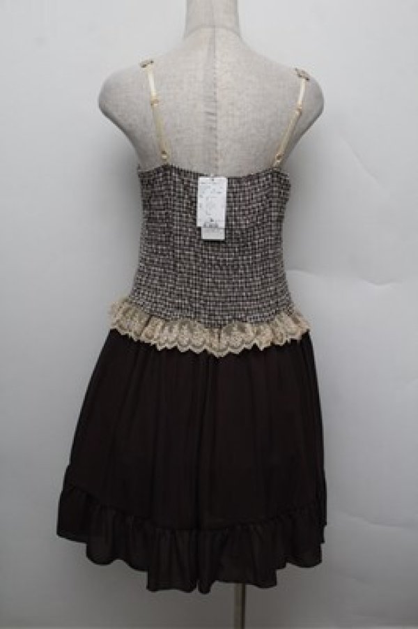 画像3: axes femme / 千鳥柄ビスチェ切替チュニ  ブラウン S-25-12-28-031-AX-OP-HR-ZS (3)