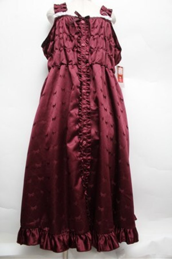 画像1: Cherirulu Chocola / TT*MINリボンジャンパースカート 5L ワイン S-25-12-28-033-LO-OP-HR-ZS (1)