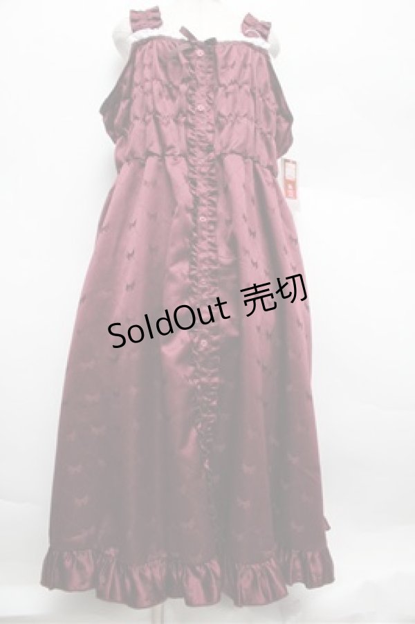 画像1: Cherirulu Chocola / TT*MINリボンジャンパースカート 5L ワイン S-25-12-28-033-LO-OP-HR-ZS (1)