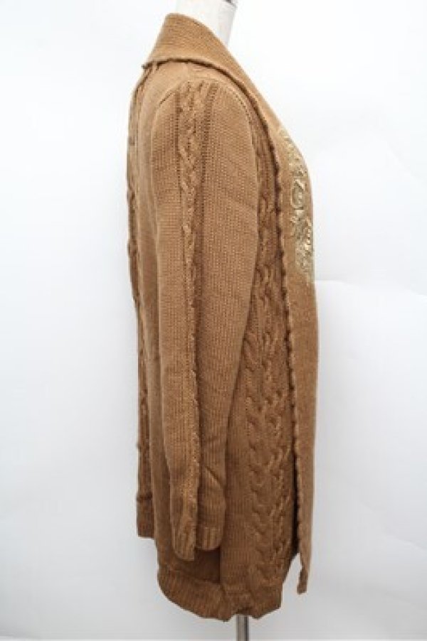 画像2: axes femme / モチーフレース付ロングカーディガン  黒 S-25-12-28-037-AX-TO-HR-ZS (2)