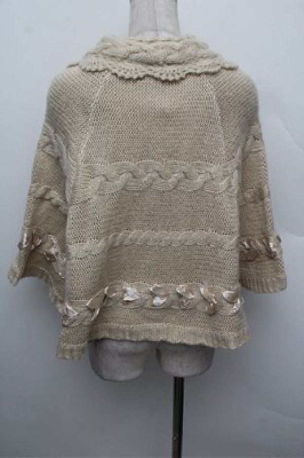 画像3: axes femme / リボン通しポンチョ  ベージュ S-25-12-28-039-AX-JA-HR-ZS (3)