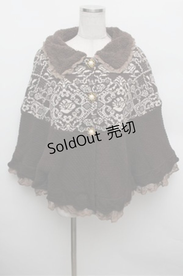 画像1: axes femme / 襟付総裏ボアポンチョ  ブラウン S-25-12-28-040-AX-TO-HR-ZS (1)