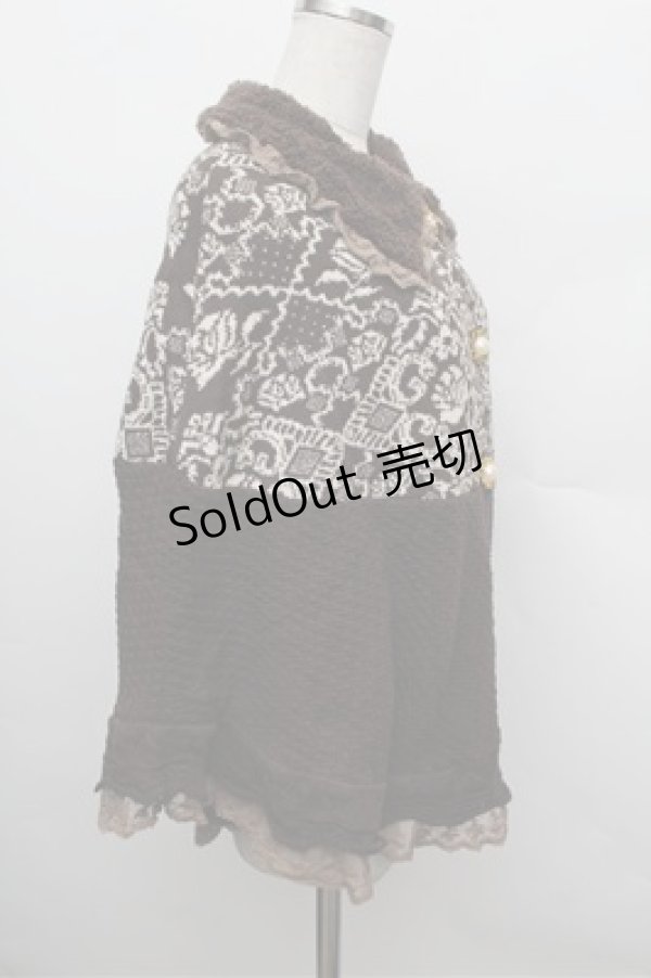 画像2: axes femme / 襟付総裏ボアポンチョ  ブラウン S-25-12-28-040-AX-TO-HR-ZS (2)