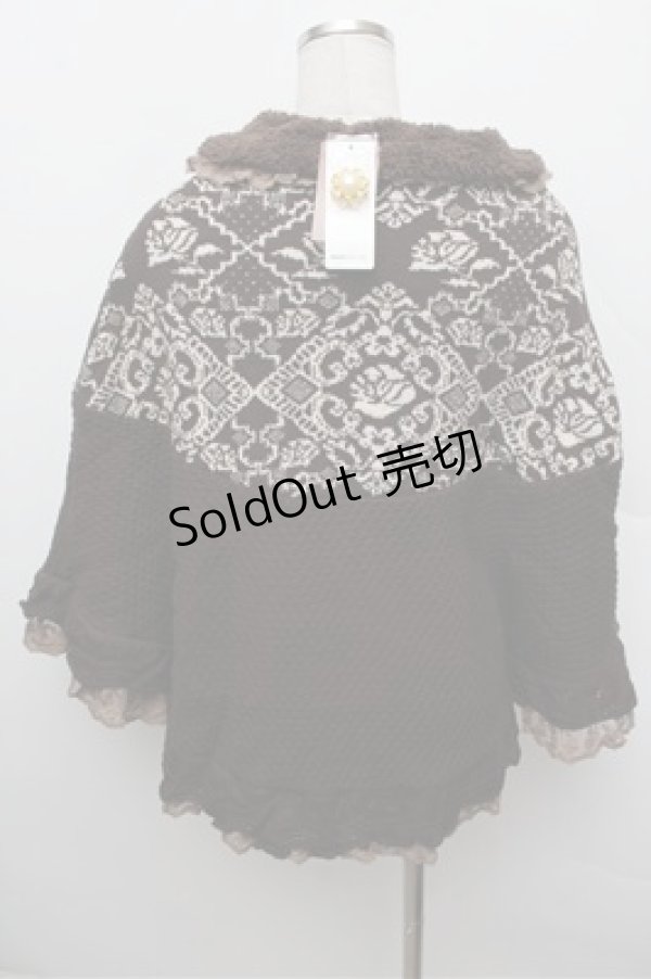 画像3: axes femme / 襟付総裏ボアポンチョ  ブラウン S-25-12-28-040-AX-TO-HR-ZS (3)