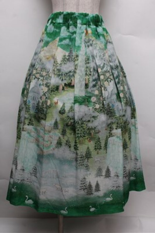 画像1: Franche Lippee / nature丈長スカート 3L グリーン S-25-12-28-043-LO-BL-HR-ZS (1)