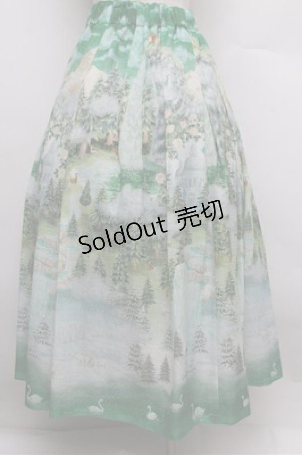 画像2: Franche Lippee / nature丈長スカート 3L グリーン S-25-12-28-043-LO-BL-HR-ZS (2)