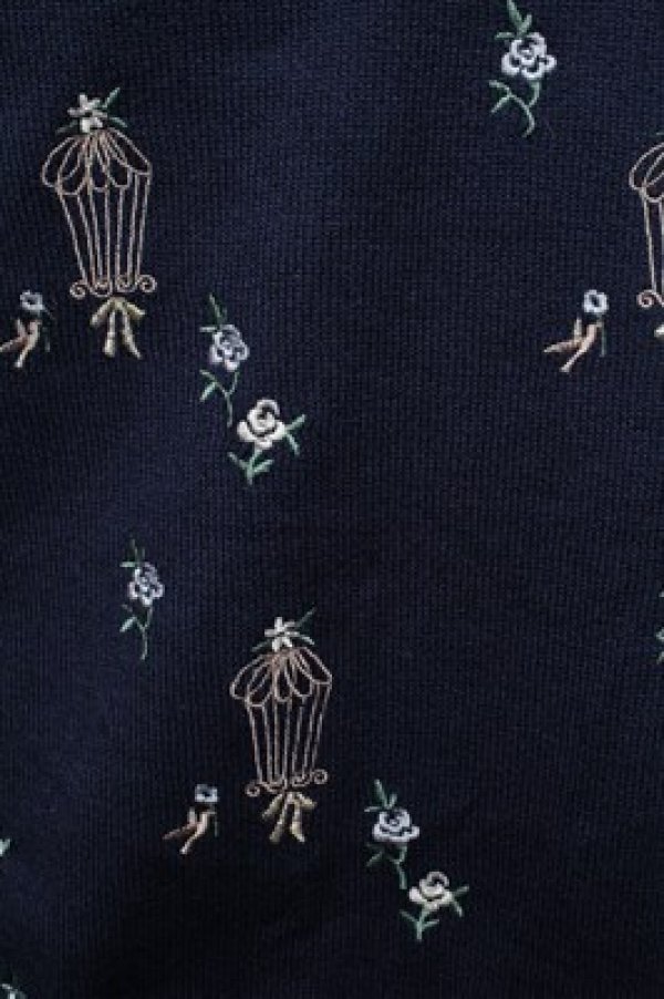 画像3: axes femme / バードケージ刺繍カーディガン  紺 S-25-12-28-005-AX-TO-HR-ZS (3)